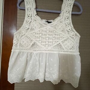 Trendy Boutique Cream Crochet Crop Top